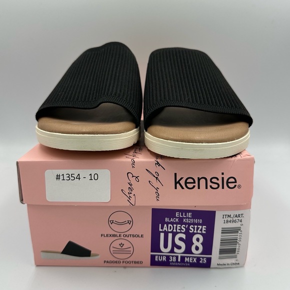 Kensie Ellie Knit Slide Sandals Black Women’s Size 8 –‎ Like New - Picture 8 of 8